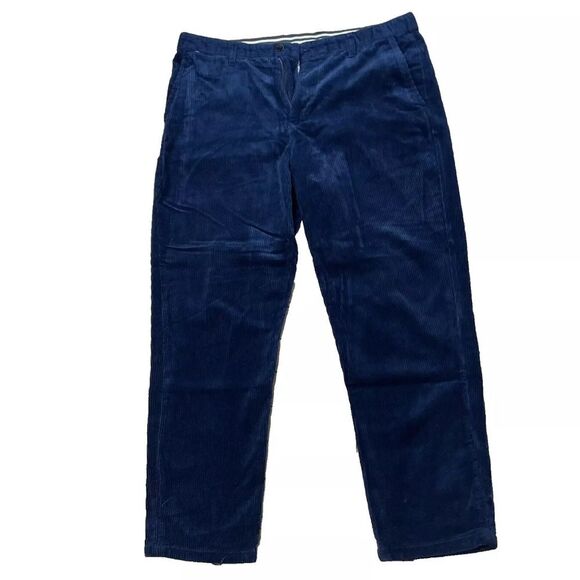 ZARA Corduroy Pants Mens 34 Blue Classic Essential Preppy Chunky Pants W34 L28 - Picture 1 of 16